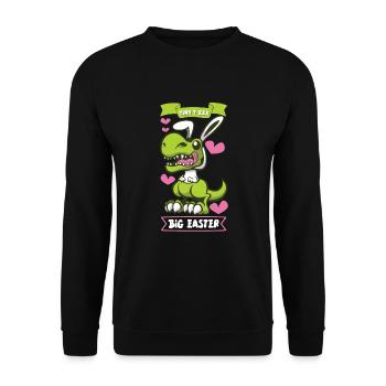 Easter T-rex Dinosaur Easter Funny T-rex - Unisex Sweatshirt - black - Front - Alina (178cm) & Michal (187cm)