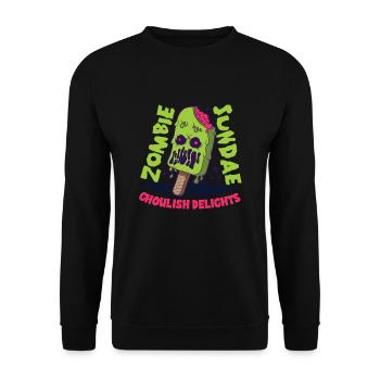 Eiscreme-liebhaber Lustiges Eis Ich Liebe - Unisex Pullover - Schwarz - Vorne - Alina (178cm) & Michal (187cm)