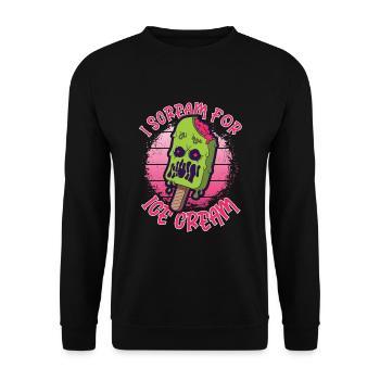 Eiscreme-liebhaber Lustiges Eis Ich Liebe - Unisex Pullover - Schwarz - Vorne - Alina (178cm) & Michal (187cm)