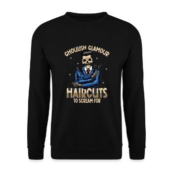 Horreur Spooky Coiffeur Coiffeur Cheveux - Sweat-shirt Unisexe - noir - Devant - Alina (178cm) & Michal (187cm)