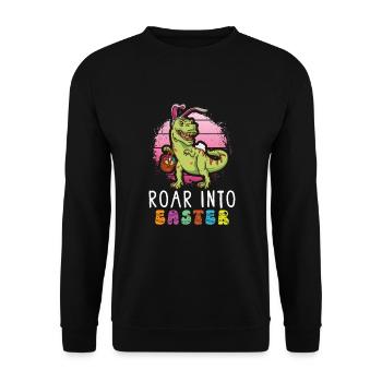 Easter T-rex Dinosaur Easter Funny T-rex - Unisex Sweatshirt - black - Front - Alina (178cm) & Michal (187cm)