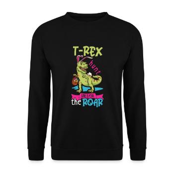 Easter T-rex Dinosaur Easter Funny T-rex - Unisex Sweatshirt - black - Front - Alina (178cm) & Michal (187cm)