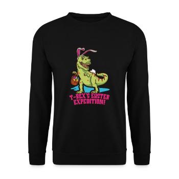 Easter T-rex Dinosaur Easter Funny T-rex - Unisex Sweatshirt - black - Front - Alina (178cm) & Michal (187cm)