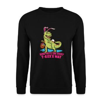 Easter T-rex Dinosaur Easter Funny T-rex - Unisex Sweatshirt - black - Front - Alina (178cm) & Michal (187cm)