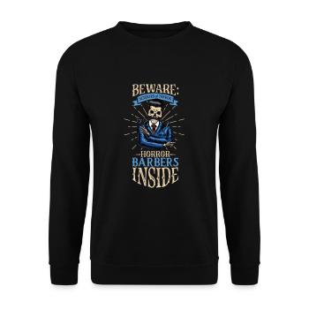 Horreur Spooky Coiffeur Coiffeur Cheveux - Sweat-shirt Unisexe - noir - Devant - Alina (178cm) & Michal (187cm)