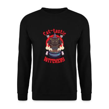Chat Sorcière Occulte Gothique Noir Satanique - Sweat-shirt Unisexe - noir - Devant - Alina (178cm) & Michal (187cm)