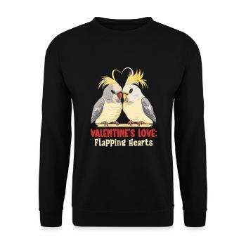 Valentinstag Turteltauben Vogelmotiv Romantisch - Unisex Pullover - Schwarz - Vorne - Alina (178cm) & Michal (187cm)