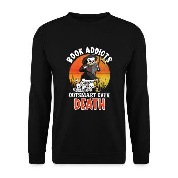 Reading Grim Reaper book lover literature, - Unisex Sweatshirt - black - Front - Alina (178cm) & Michal (187cm)