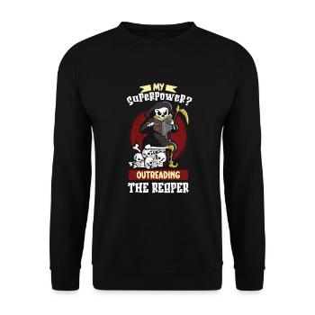 Reading Grim Reaper book lover's literature, - Unisex Sweatshirt - black - Front - Alina (178cm) & Michal (187cm)