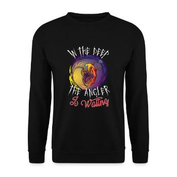 Seeteufel Tiefseekreatur Abyssal Horror Bio - Unisex Pullover - Schwarz - Vorne - Alina (178cm) & Michal (187cm)