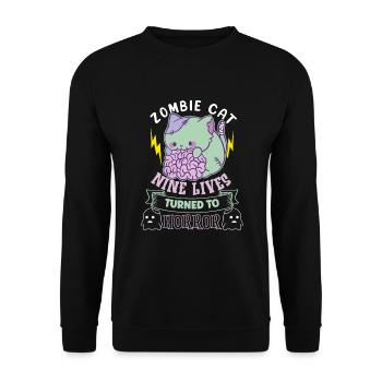 Zombie Cat Undead Kitty Horror Meow Creepy - Unisex Sweatshirt - black - Front - Alina (178cm) & Michal (187cm)