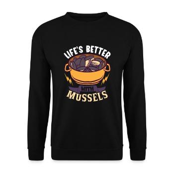 Mussels Seafood Shellfish - Unisex Sweatshirt - black - Front - Alina (178cm) & Michal (187cm)