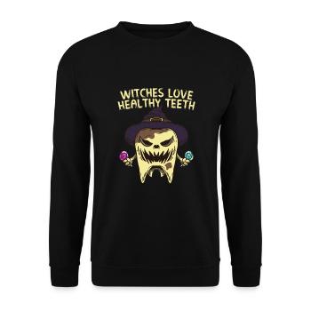 Creepy Halloween teeth creepy - Unisex Sweatshirt - black - Front - Alina (178cm) & Michal (187cm)