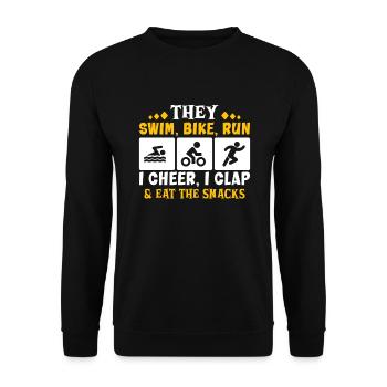 Triathlon Swim Bike Run Triathlete Sport Gift - Unisex Sweatshirt - black - Front - Alina (178cm) & Michal (187cm)