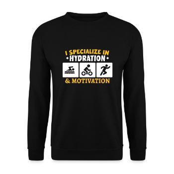 Triathlon Swim Bike Run Triathlete Sport Gift - Unisex Sweatshirt - black - Front - Alina (178cm) & Michal (187cm)