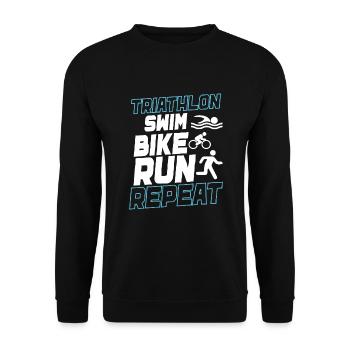 Triathlon Swim Bike Run Triathlete Sport Gift - Unisex Sweatshirt - black - Front - Alina (178cm) & Michal (187cm)