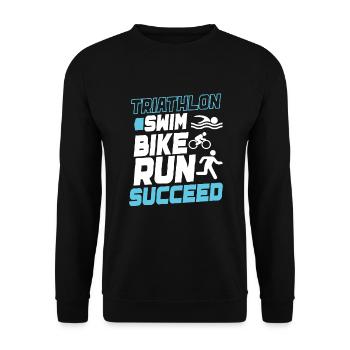Triathlon Swim Bike Run Triathlete Sport Gift - Unisex Sweatshirt - black - Front - Alina (178cm) & Michal (187cm)