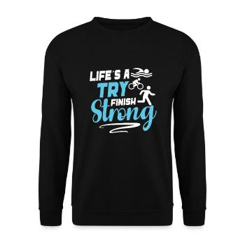 Triathlon Swim Bike Run Triathlet Sport Geschenk - Unisex Pullover - Schwarz - Vorne - Alina (178cm) & Michal (187cm)