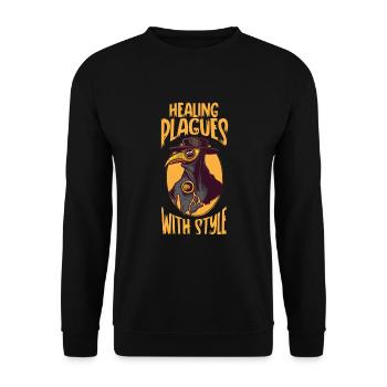 Gruseliger Halloween-horror-seuchendoktor - Unisex Pullover - Schwarz - Vorne - Alina (178cm) & Michal (187cm)