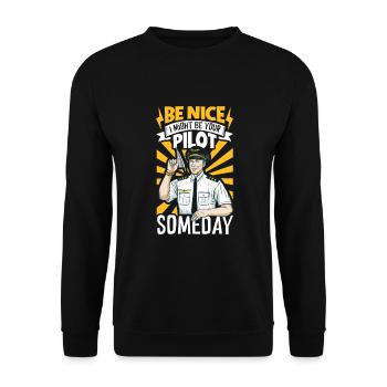 Pilot Aviation Airplane Airline Future Pilots - Unisex Sweatshirt - black - Front - Alina (178cm) & Michal (187cm)