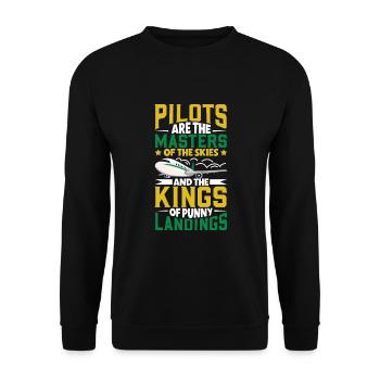 Pilot Aviation Airplane Airline Future Pilots - Unisex Sweatshirt - black - Front - Alina (178cm) & Michal (187cm)