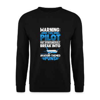 Pilot Aviation Airplane Airline Future Pilots - Unisex Pullover - Schwarz - Vorne - Alina (178cm) & Michal (187cm)