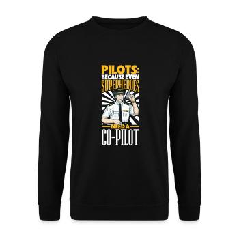 Pilot Aviation Airplane Airline Future Pilots - Unisex Sweatshirt - black - Front - Alina (178cm) & Michal (187cm)