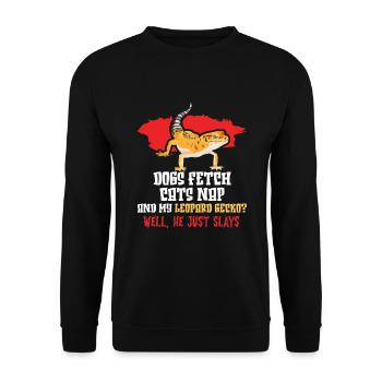 Lustiger Leopardgecko-besitzer, Reptilien-humor, - Unisex Pullover - Schwarz - Vorne - Alina (178cm) & Michal (187cm)
