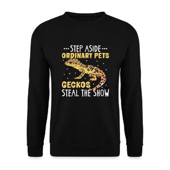 Funny leopard gecko owner, reptile humor, - Unisex Sweatshirt - black - Front - Alina (178cm) & Michal (187cm)