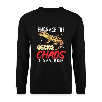Funny leopard gecko owner, reptile humor, - Unisex Sweatshirt - black - Front - Alina (178cm) & Michal (187cm)