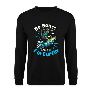 Lustiger Surfer, Der Skelett-strand-stoke-brandung - Unisex Pullover - Schwarz - Vorne - Alina (178cm) & Michal (187cm)