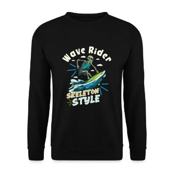 Lustiger Surfer, Der Skelett-strand-stoke-brandung - Unisex Pullover - Schwarz - Vorne - Alina (178cm) & Michal (187cm)