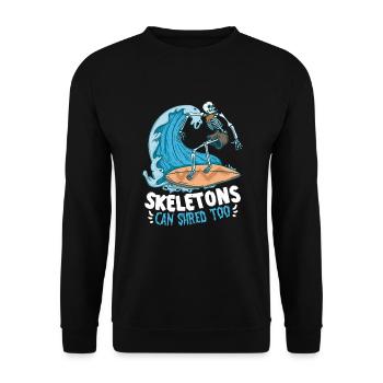Lustiger Surfer, Der Skelett-strand-stoke-brandung - Unisex Pullover - Schwarz - Vorne - Alina (178cm) & Michal (187cm)