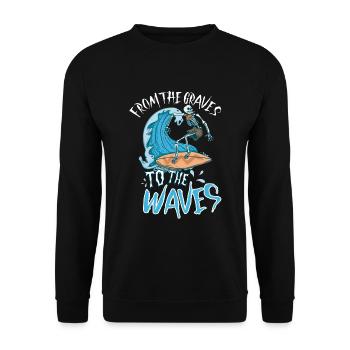 Lustiger Surfer, Der Skelett-strand-stoke-brandung - Unisex Pullover - Schwarz - Vorne - Alina (178cm) & Michal (187cm)