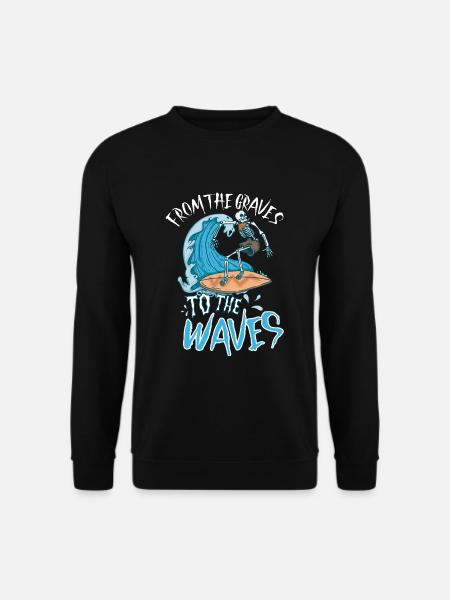 Funny Surfer, The Skeleton Beach Stoke Surf - Unisex Sweatshirt - black