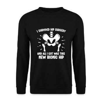Hip Replacement Surgery Hip Surgery Post-op - Unisex Sweatshirt - black - Front - Alina (178cm) & Michal (187cm)