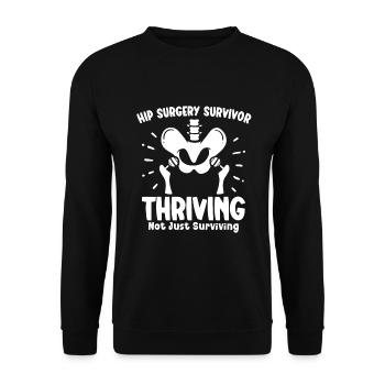 Hip Replacement Surgery Hip Surgery Post-op - Unisex Sweatshirt - black - Front - Alina (178cm) & Michal (187cm)