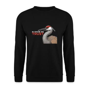 Sandhill Kranichliebhaber Vogelbeobachtung - Unisex Pullover - Schwarz - Vorne - Alina (178cm) & Michal (187cm)