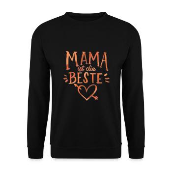Mama ist die Beste witziges Design für alle Mütter - Unisex Pullover - Schwarz - Vorne - Alina (178cm) & Michal (187cm)