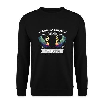 Smudge Sage Feder Spirituelle Hexerei Meditieren - Unisex Pullover - Schwarz - Vorne - Alina (178cm) & Michal (187cm)