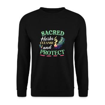 Smudge sage plume sorcellerie spirituelle méditer - Sweat-shirt Unisexe - noir - Devant - Alina (178cm) & Michal (187cm)