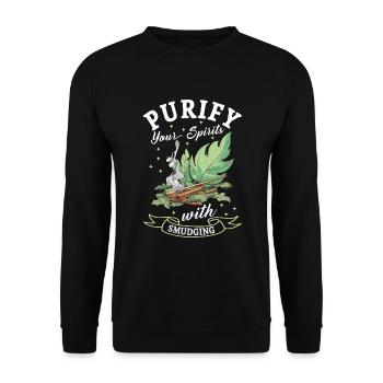Smudge sage plume sorcellerie spirituelle méditer - Sweat-shirt Unisexe - noir - Devant - Alina (178cm) & Michal (187cm)