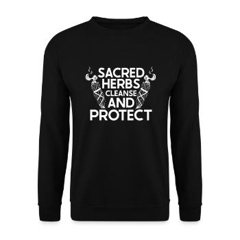 Smudge Sage Feder Spirituelle Hexerei Meditieren - Unisex Pullover - Schwarz - Vorne - Alina (178cm) & Michal (187cm)