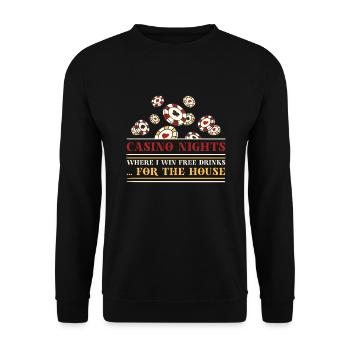 Poker Casino Joueur de poker Jouer à la roulette - Sweat-shirt Unisexe - noir - Devant - Alina (178cm) & Michal (187cm)