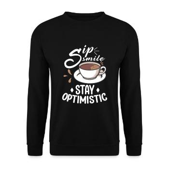 Coffee lover Caffeine and positivity Coffee-themed - Unisex Sweatshirt - black - Front - Alina (178cm) & Michal (187cm)