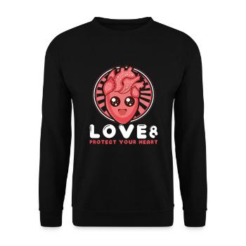 Gesunder Herzschlag Februar-herzbewusstsein - Unisex Pullover - Schwarz - Vorne - Alina (178cm) & Michal (187cm)