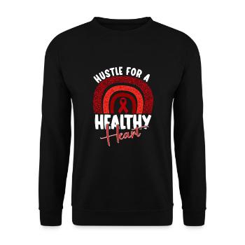 Healthy Heartbeat February Heart Awareness - Unisex Sweatshirt - black - Front - Alina (178cm) & Michal (187cm)