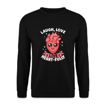 Gesunder Herzschlag Februar-herzbewusstsein - Unisex Pullover - Schwarz - Vorne - Alina (178cm) & Michal (187cm)