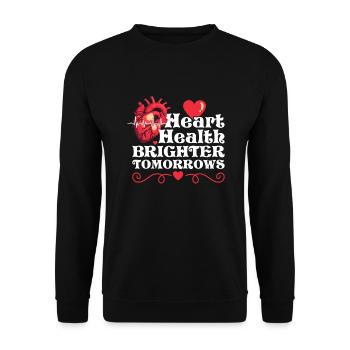 Healthy Heartbeat February Heart Awareness - Unisex Sweatshirt - black - Front - Alina (178cm) & Michal (187cm)