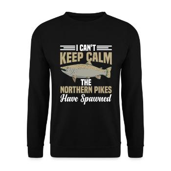 Northern Pike Fisherman Pike Fishing Rod Pike Fish - Unisex Sweatshirt - black - Front - Alina (178cm) & Michal (187cm)